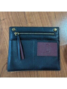 Marc Jacobs Pouch Clutch Wallet Black Maroon/Burgundy Leather